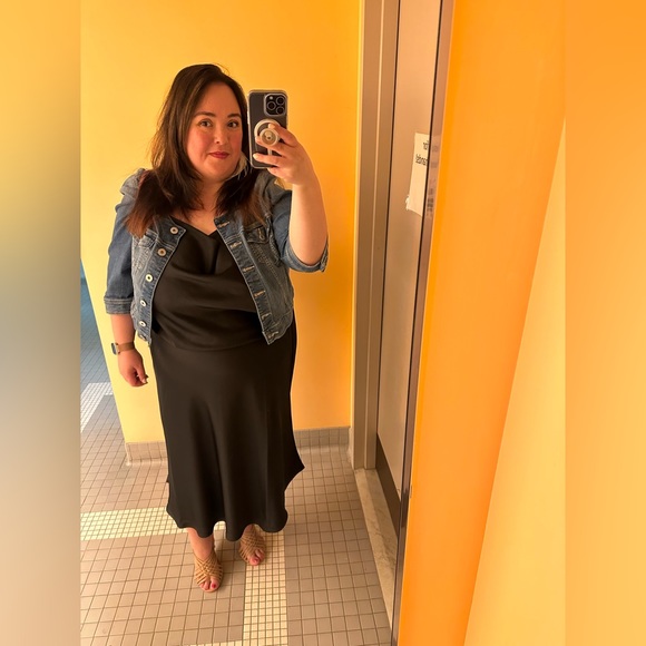 3x cowl neck spaghetti strap bias cut dress - Picture 2 of 2